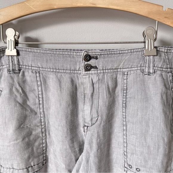 ANTHROPOLOGIE Hei Hei Marlena Gray Linen Embroidered Detail Roll Cuff Pants 28 - Picture 5 of 14